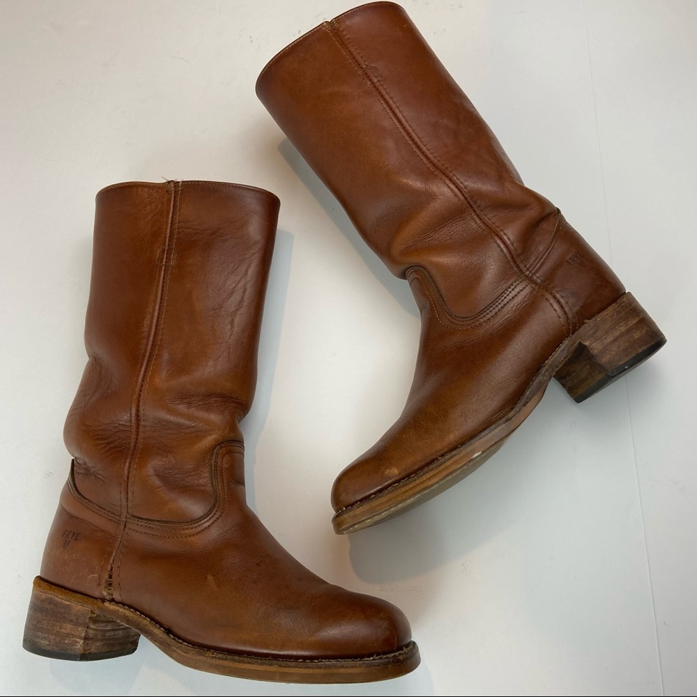 Vintage 70s Frye Size 9 D Womens Campus Pull On Leather Boots